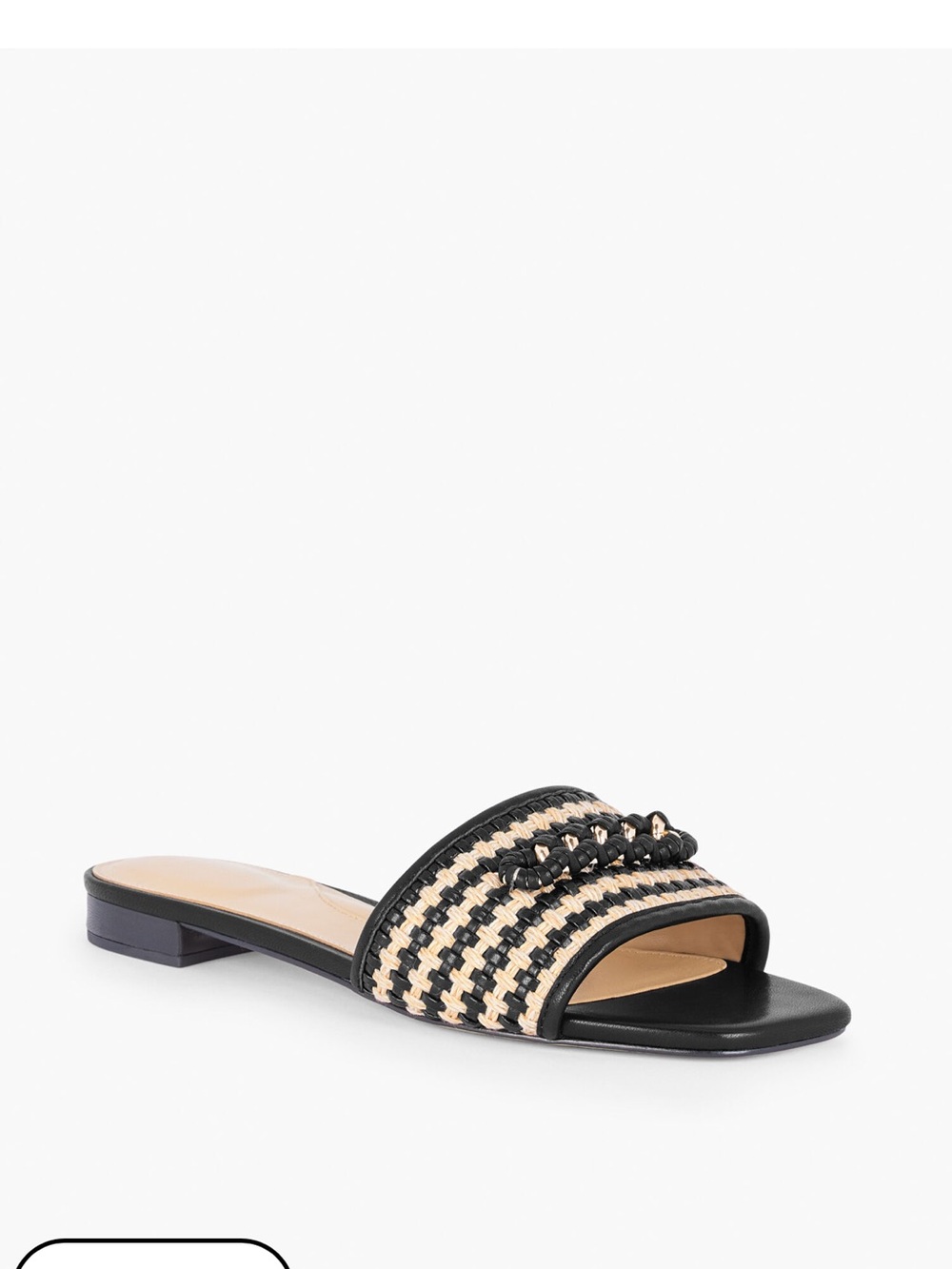 Talbots VIOLET CHAIN WOVEN JUTE SLIDES Black and Natural Slide Sandal